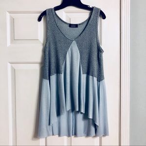 Blue Sleeveless Hi Low Top Size M